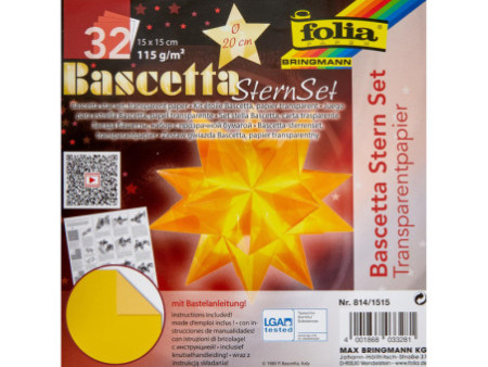 folia Feuilles de papier pliable étoile Bascetta, jaune