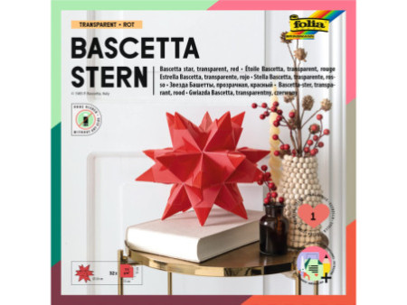 folia Feuilles de papier pliable étoile Bascetta, rouge