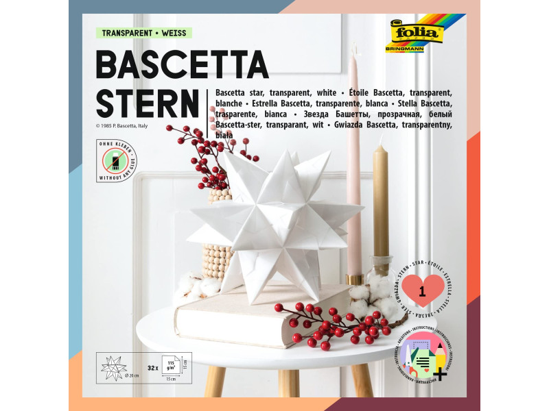 folia Feuilles de papier pliable étoile Bascetta, blanc