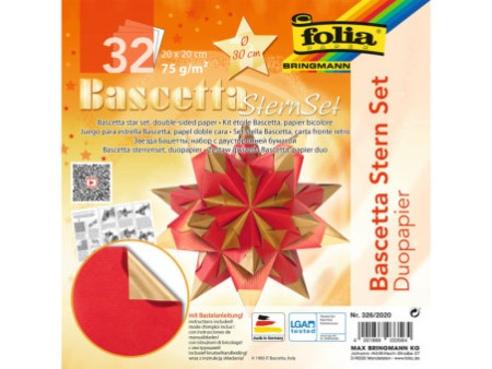 folia Feuilles de papier pliable étoile Bascetta, 75 g/m2