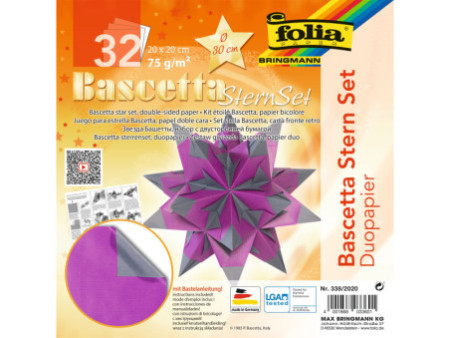 folia Feuilles de papier pliable étoile Bascetta, 75 g/m2