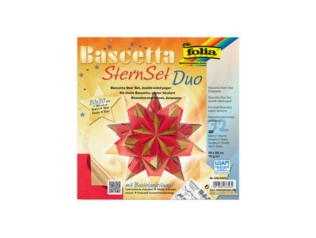 folia Feuilles de papier pliable étoile Bascetta, 75 g/m2