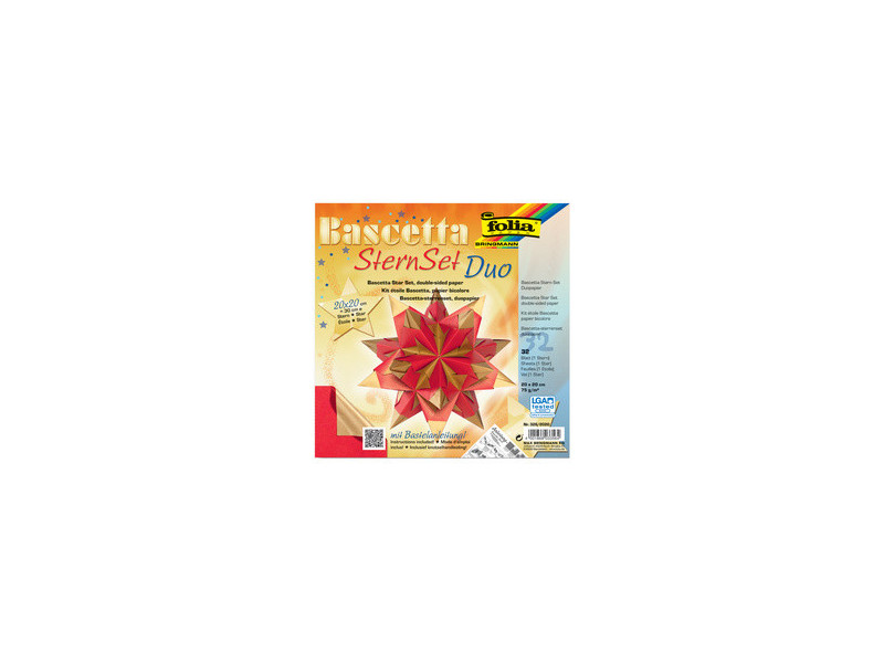 folia Feuilles de papier pliable étoile Bascetta, 75 g/m2