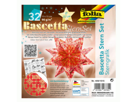 folia Feuilles de papier pliable étoile Bascetta, rouge /