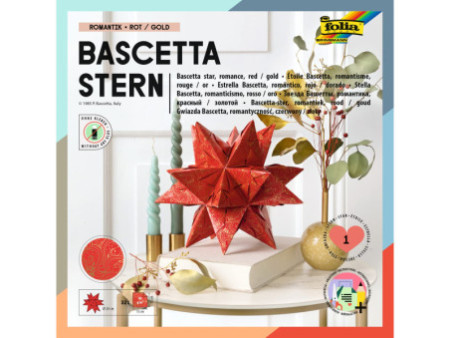 folia Feuilles de papier pliable étoile Bascetta, rouge /