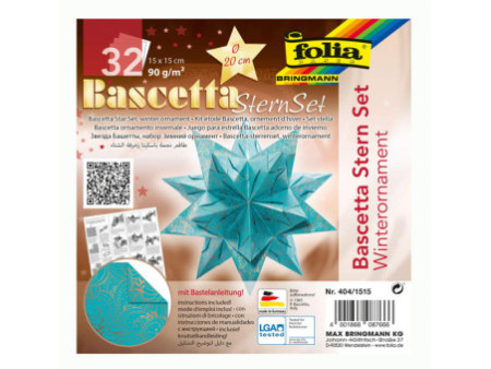 folia Feuilles de papier pliable étoile Bascetta, turquoise/