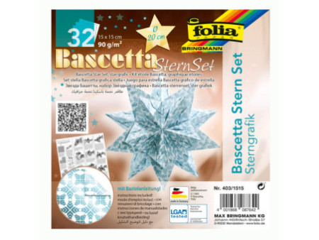 folia Feuilles de papier pliable étoile Bascetta, bleu glace