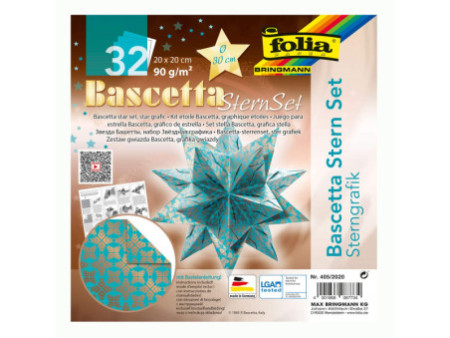 folia Feuilles de papier pliable étoile Bascetta, turquoise