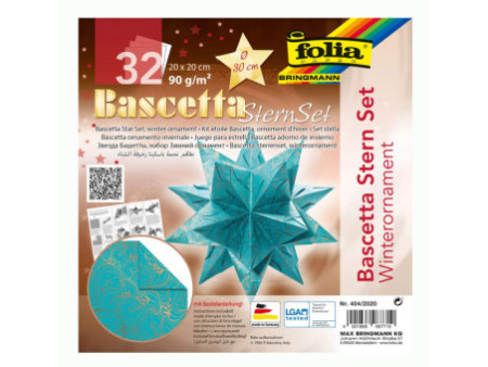 folia Feuilles de papier pliable étoile Bascetta, turquoise/