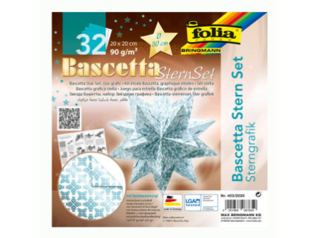 folia Feuilles de papier pliable étoile Bascetta, bleu glace
