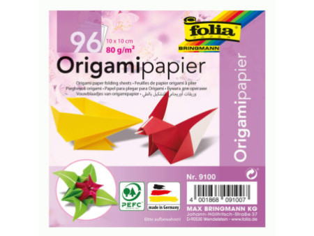 folia Feuilles de papier origami à plier, 100 x 100 mm