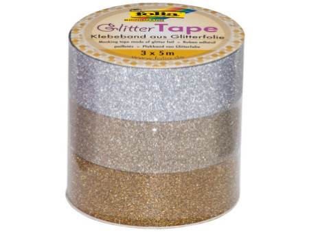 folia Ruban adhésif déco 'Glitter Tape', argent/or clair/or