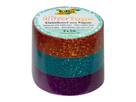 folia Ruban adhésif 'Glitter-Tape', rose vif/or/bleu clair