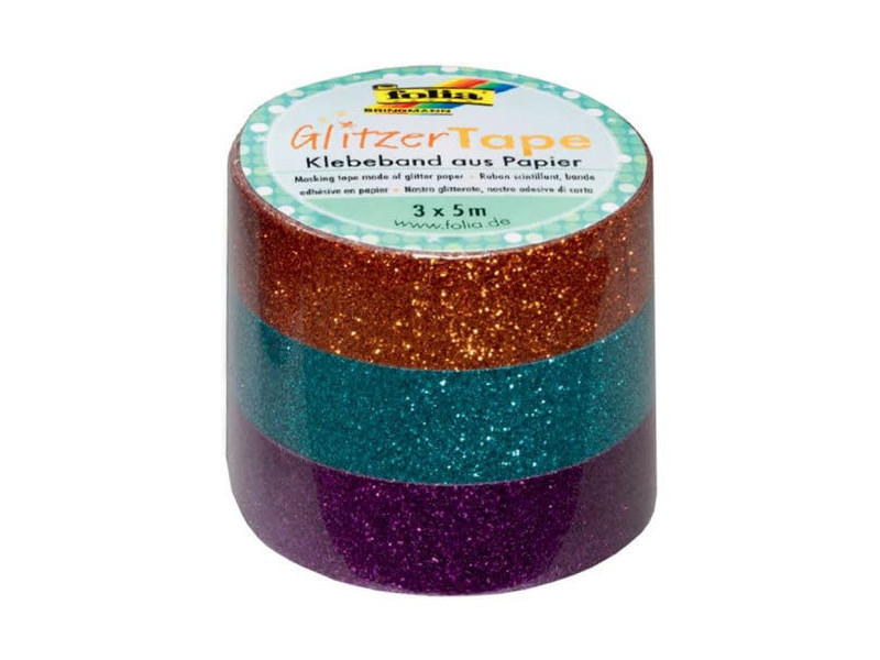 folia Ruban adhésif 'Glitter-Tape', rose vif/or/bleu clair