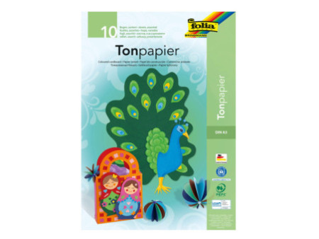 folia Bloc de papier de couleur, A3, 130 g/m2, 10 feuilles