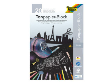 folia Bloc de papier de couleur, A4, 130 g/m2, noir