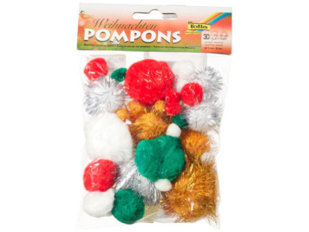 folia Pompons, 30 pièces, couleurs de Noel