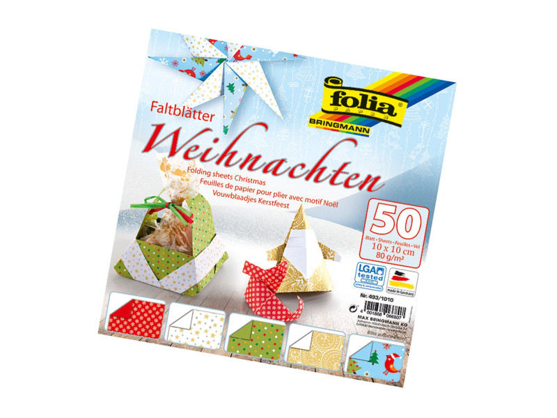 folia Feuilles de papier pour pliage 'Noel', 100 x 100 mm