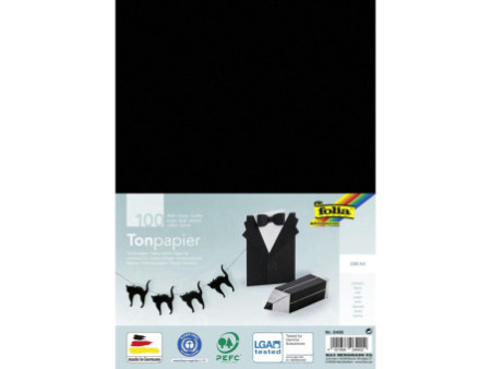 folia Papier de couleur, A4, 130 g/m2, noir