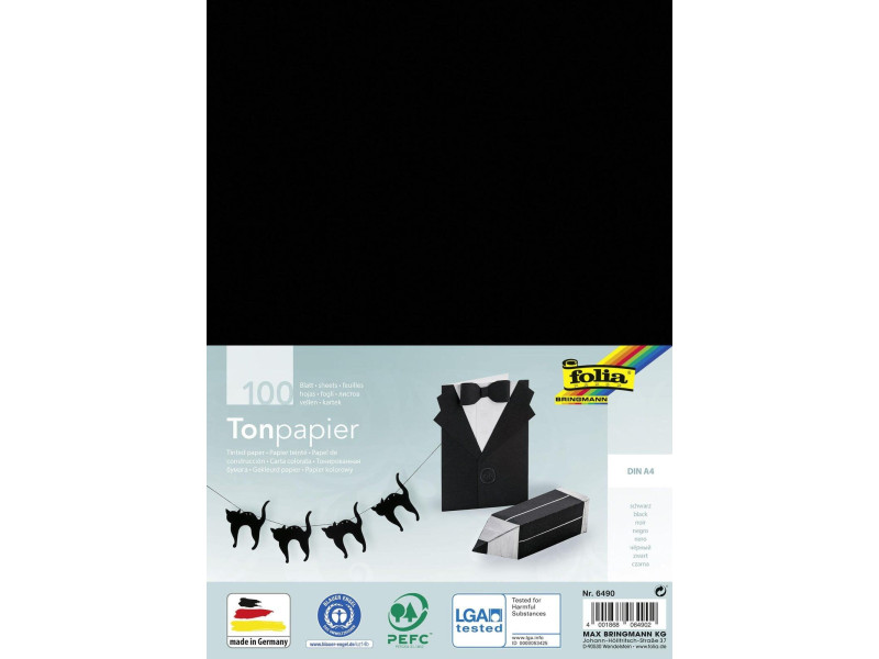 folia Papier de couleur, A4, 130 g/m2, noir