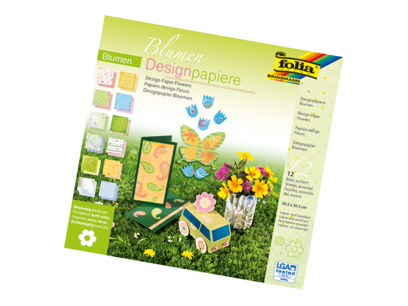 folia Bloc de papier design 'Fleurs', 305 x 305 mm