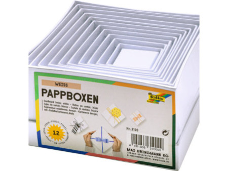 folia Boîtes de cadeau 'carré', 12 tailles assorties, blanc