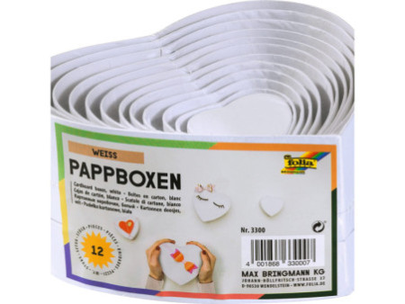 folia Boîtes de cadeau 'coeurs', 12 tailles assorties, blanc