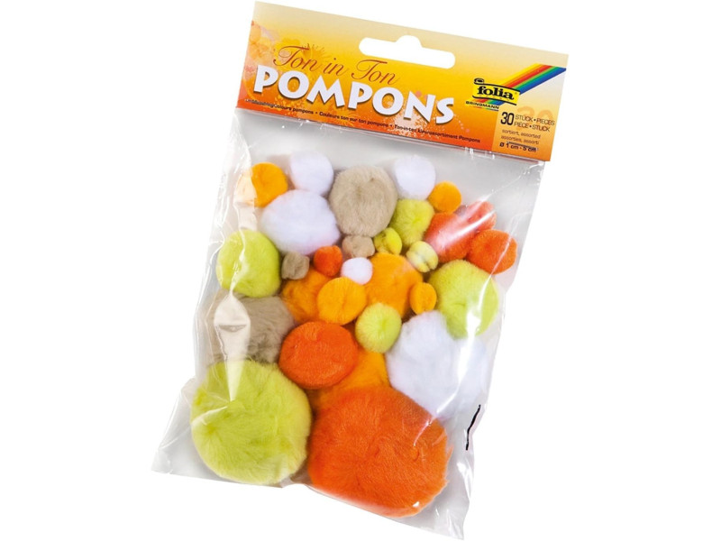 folia Pompons, 30 pièces, assortiment de jaune