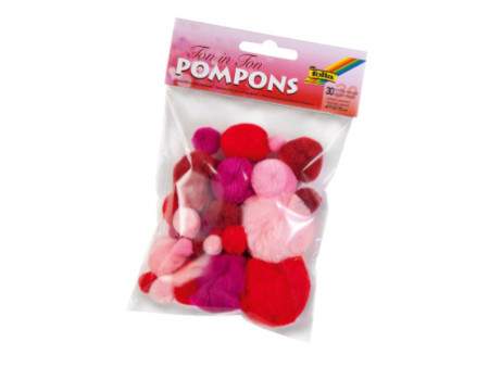 folia Pompons, 30 pièces, assortiment de rouge