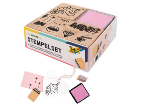 folia Set de tampons en bois 'Unicorn', en bois, 12 pièces