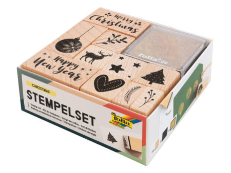 folia Set de tampons en bois 'Christmas', 12 pièces