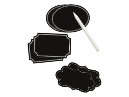 folia Etiquettes de marquage tableau, noir, avec stylo-craie