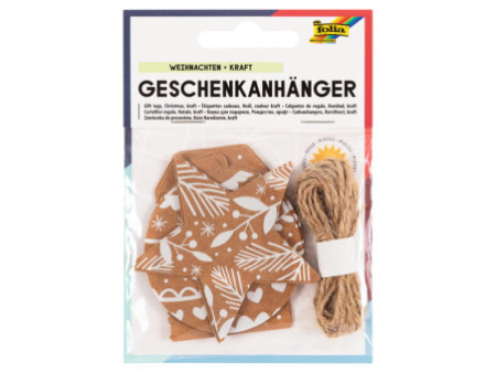 folia Etiquette cadeau 'Noël papier kraft', avec ficelle