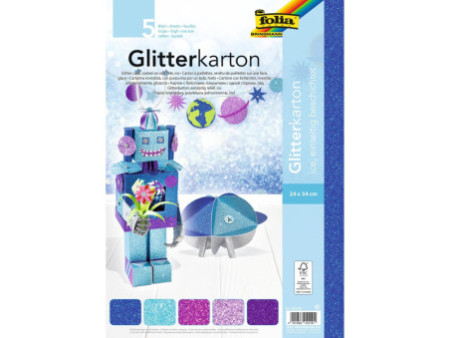 folia Carton à paillettes 'Ice', 240 x 340 mm, 300 g/m2