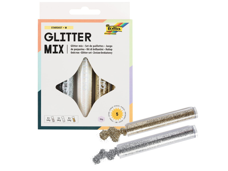folia Set de paillettes avec colle déco incluse, couleurs