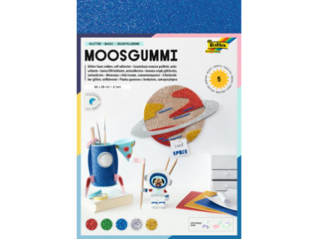 folia Caoutchouc mousse pailletté, 200 x 290 mm, 5 feuilles