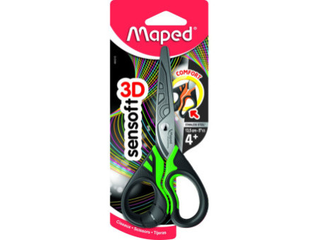 Maped Ciseaux Sensoft 3D Fluo, rond, longueur: 135 mm