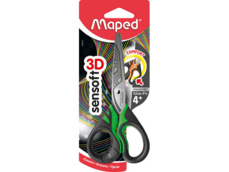 Maped Ciseaux Sensoft 3D Fluo, rond, longueur: 135 mm
