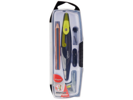 Maped Boîte de compas Metal Open, 5 pièces, couleurs