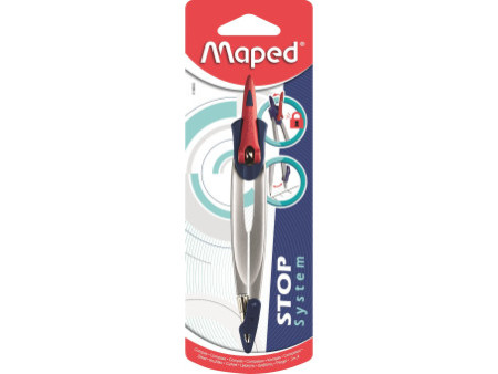 Maped Compas Stop System, en blister, bleu/rouge