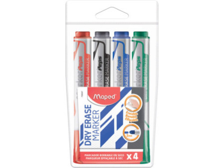Maped Marqueur tableau blanc Marker'Peps Jumbo, étui de 4