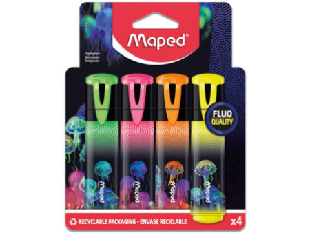 Maped Surligneur DEEPSEA PARADISE, mine biseautée, étui de 4
