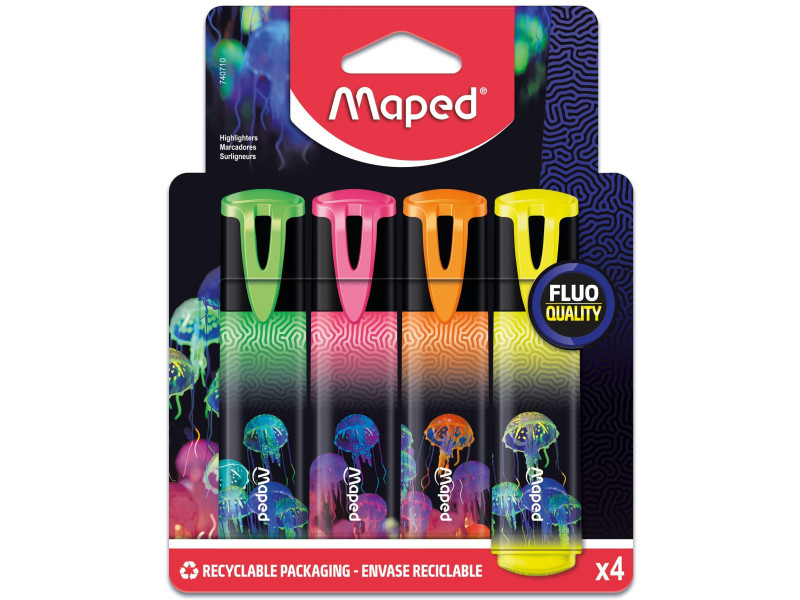 Maped Surligneur DEEPSEA PARADISE, mine biseautée, étui de 4