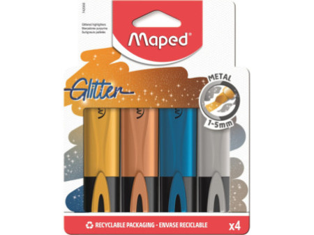 Maped Surligneur GLITTER METAL, étui de 4