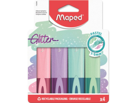 Maped Surligneur Glitter PASTEL, étui carton de 4