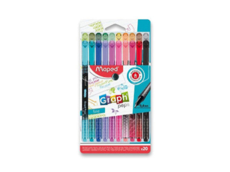 Maped Fineliner Graph'Peps Premium, étui de 20 en plastique