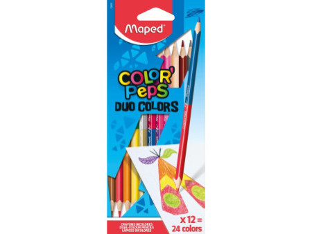 Maped Crayons bicolores COLOR'PEPS DUO, triangulaire, étui