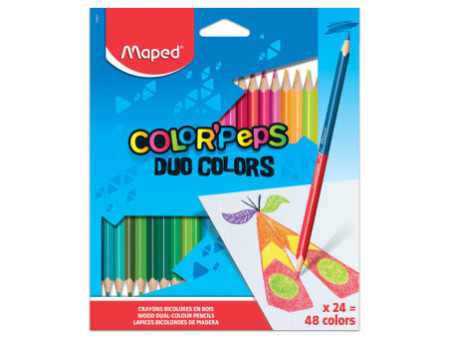 Maped Crayons bicolores COLOR'PEPS DUO, triangulaire, étui