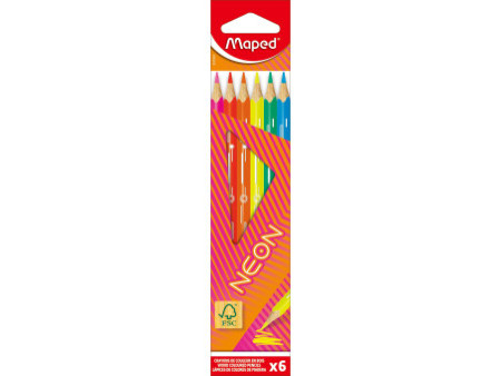 Maped Crayon de couleur triangulaire NEON, étui carton de 6