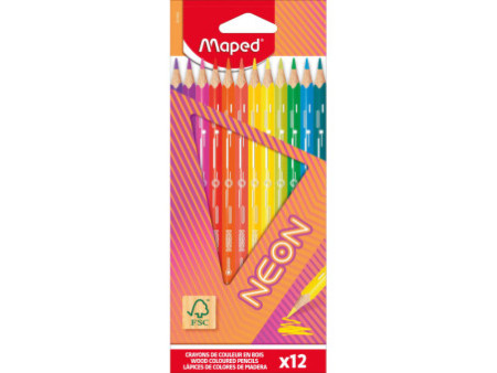 Maped Crayon de couleur triangulaire NEON, étui carton de 12
